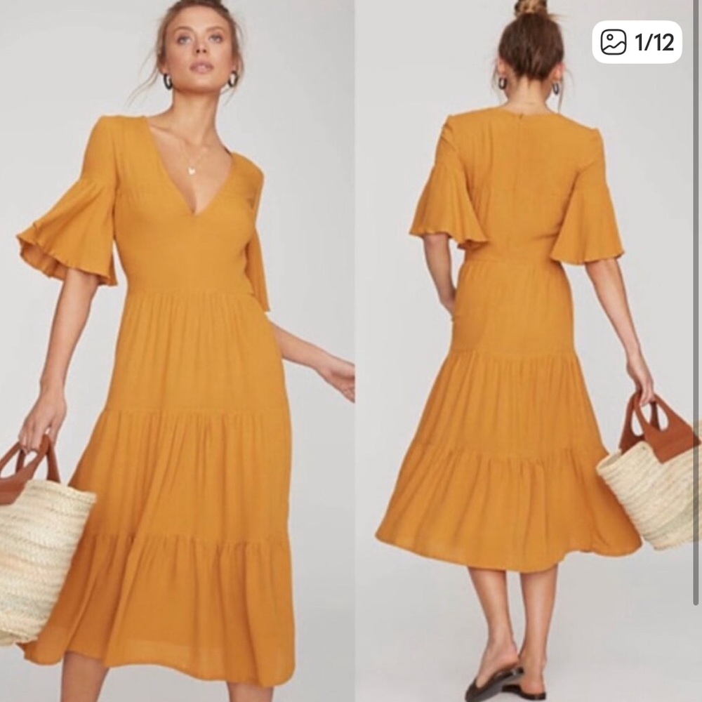 Faithfull the Brand Melia Marigold Midi Dress